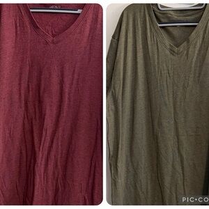 BCG Maroon V-Neck Short Sleeve Tees Lot of 2-maroon and olive green. Size 3X